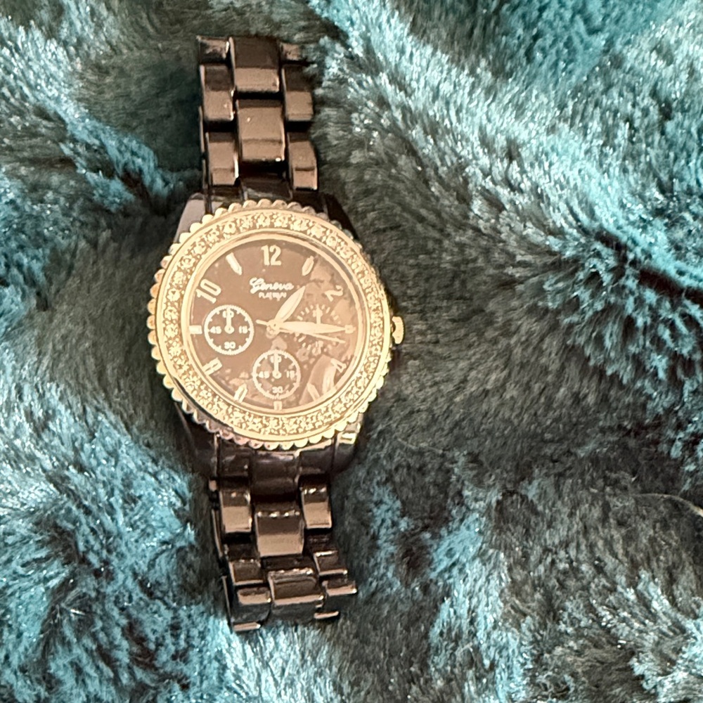 Geneva Black and Silver Women's Watch